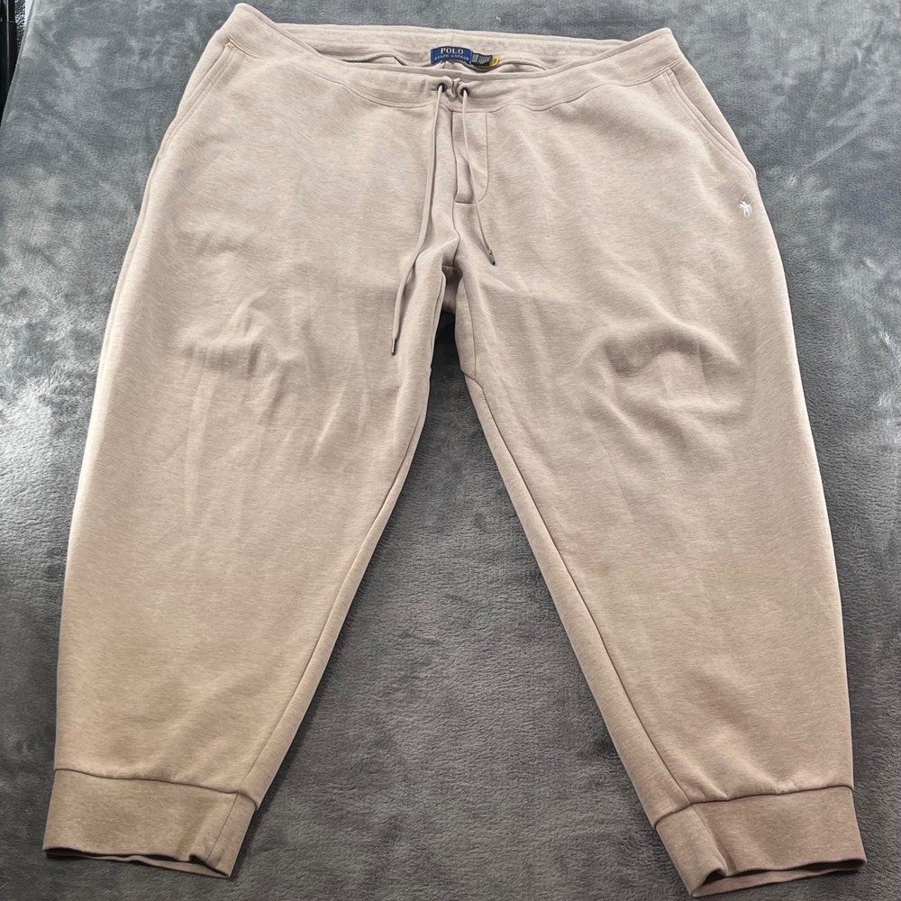 Polo Ralph Lauren Mens 3XB Tan Heather Jogger Sweatpants Big & Tall Pony Logo
